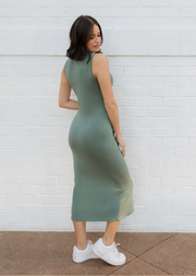 Ribbed Sleeveless Turtleneck Dress