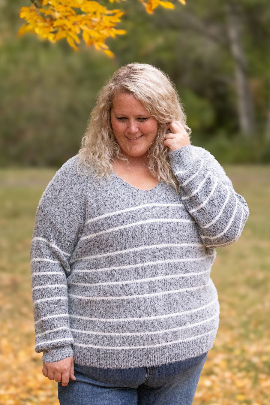 WAREHOUSE Cozy Striped Sweater - Black