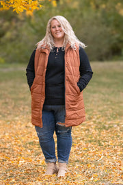 WAREHOUSE Harlow Long Vest - Cinnamon
