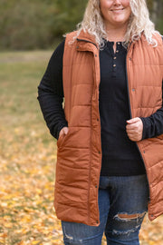 WAREHOUSE Harlow Long Vest - Cinnamon