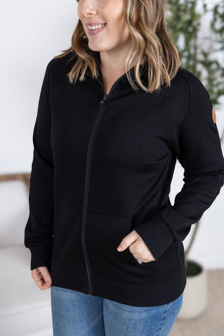 WAREHOUSE Scuba FullZip Hoodie - Black