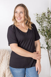 WAREHOUSE Bamboo V Neck Tee - Black