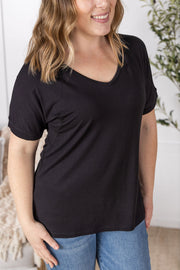 WAREHOUSE Bamboo V Neck Tee - Black