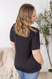 WAREHOUSE Bamboo V Neck Tee - Black