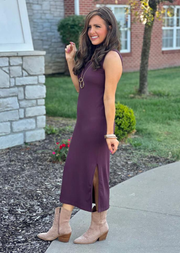 Ribbed Sleeveless Turtleneck Dress