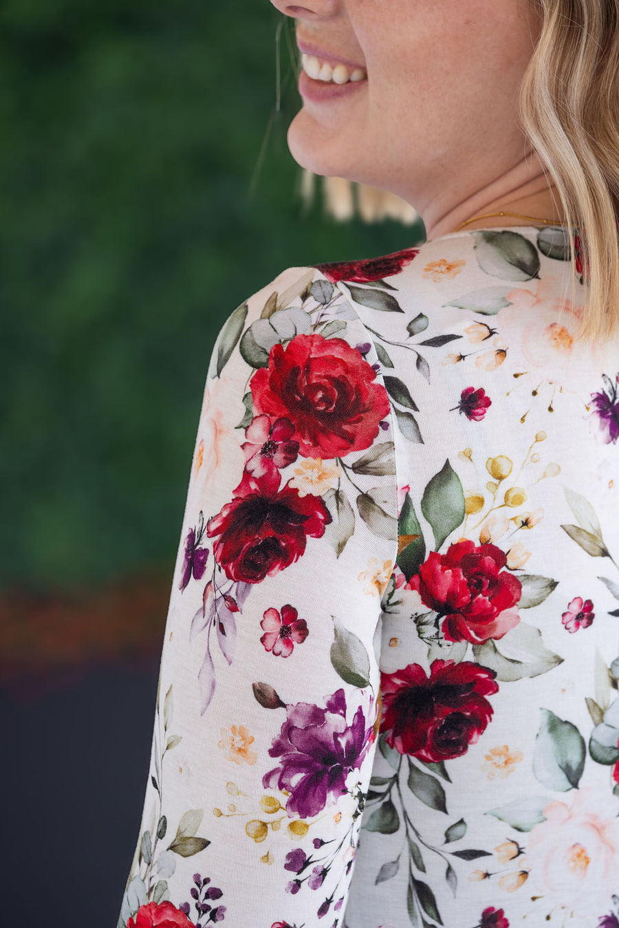 WAREHOUSE Alyssa Long Sleeve Top - Burgundy Bloom