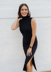 Ribbed Sleeveless Turtleneck Dress