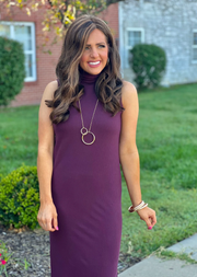 Ribbed Sleeveless Turtleneck Dress