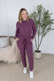 WAREHOUSE Corrine Ribbed Pullover Top - Plum