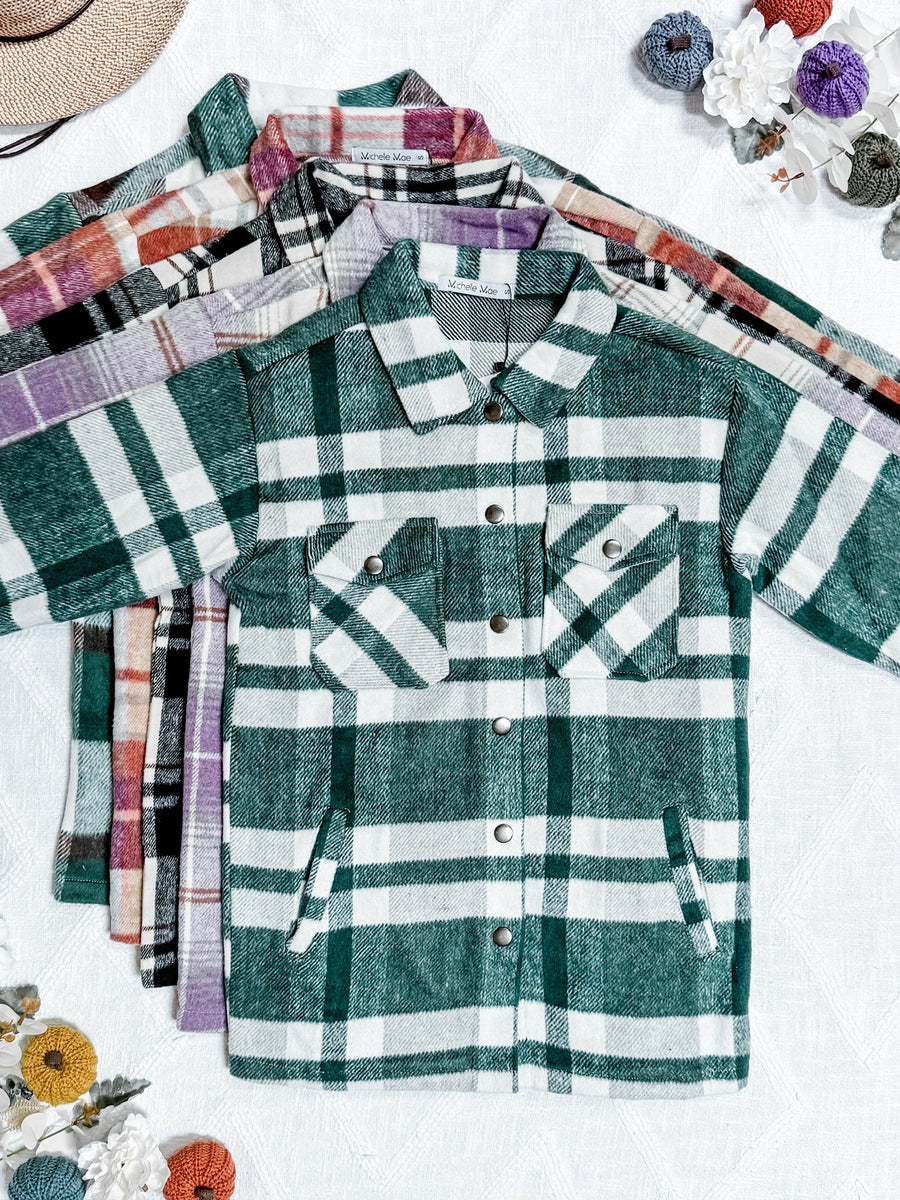 WAREHOUSE Norah Plaid Shacket - Ivory and Black