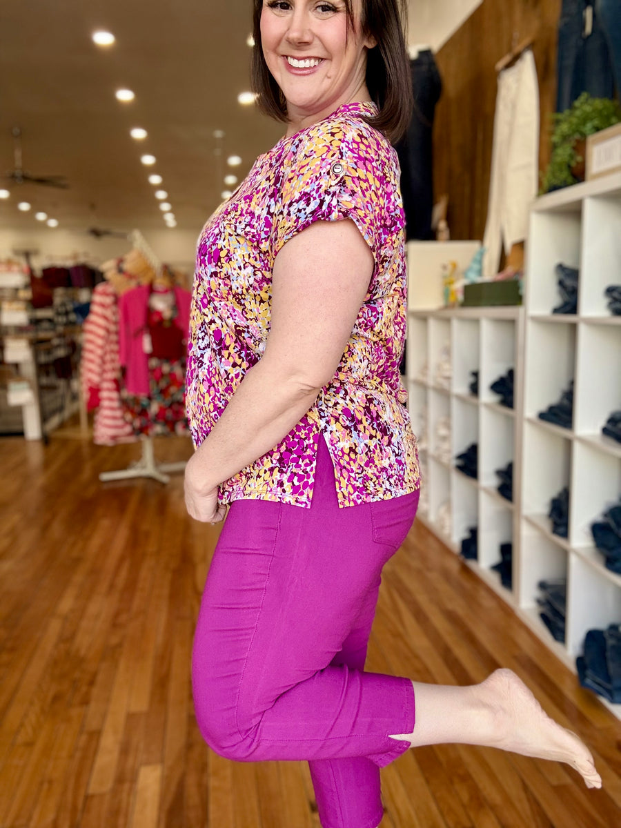 Hyperstretch Pull On Capri: Jazzberry FINAL SALE