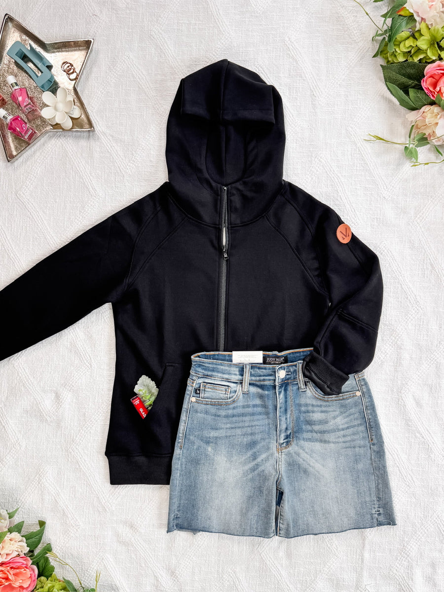 WAREHOUSE Scuba FullZip Hoodie - Black