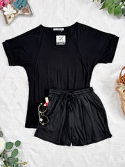 WAREHOUSE Bamboo V Neck Tee - Black