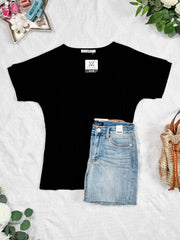 WAREHOUSE Bamboo V Neck Tee - Black
