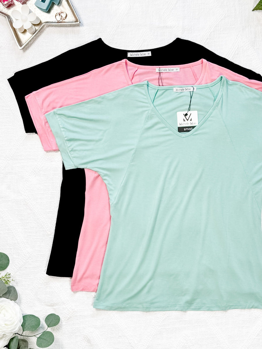 WAREHOUSE Bamboo V Neck Tee - Black