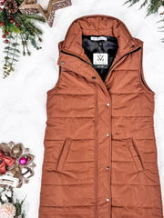WAREHOUSE Harlow Long Vest - Cinnamon