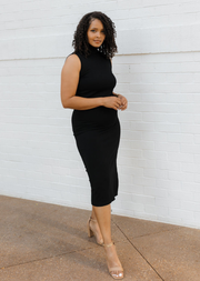 Ribbed Sleeveless Turtleneck Dress