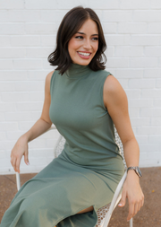 Ribbed Sleeveless Turtleneck Dress