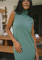 Ribbed Sleeveless Turtleneck Dress