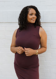 Ribbed Sleeveless Turtleneck Dress