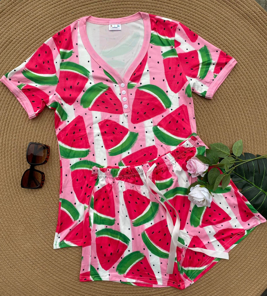 Shorts PJ Set- Watermelon