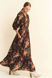 Midsummer Nights Maxi Dress- Navy Floral