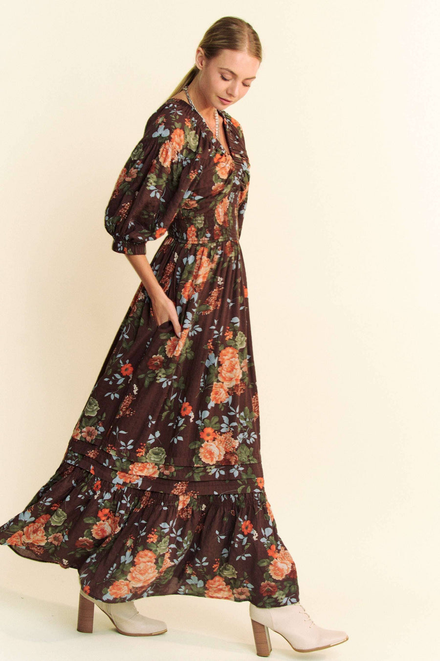 Midsummer Nights Maxi Dress- Navy Floral