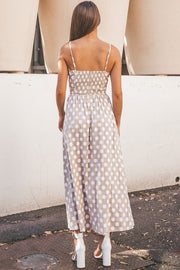 Polka Dot Peek-A-Boo Dress- Beige