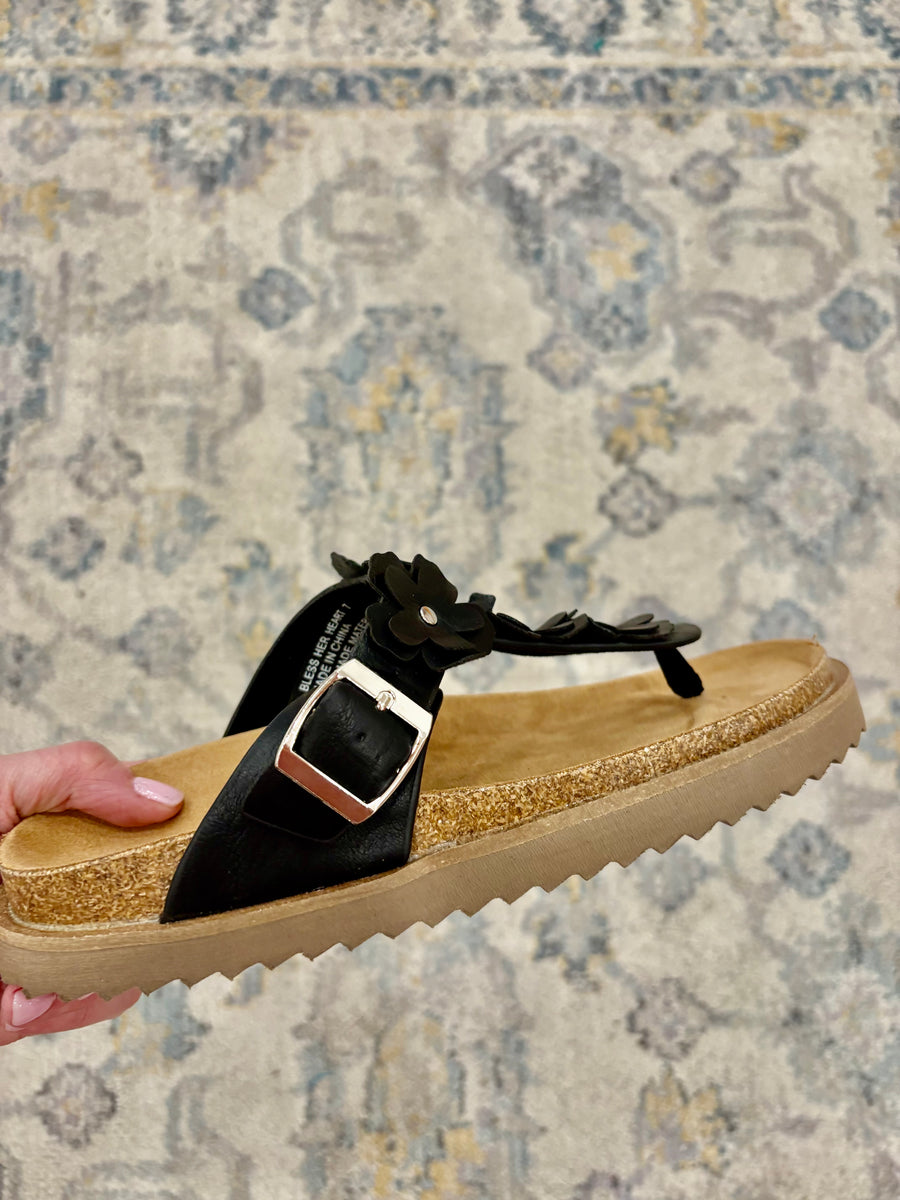 Bless Her Heart Sandal- Black