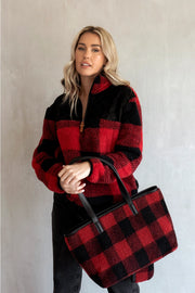 Goldie Sherpa Plaid Tote w/ Pouch