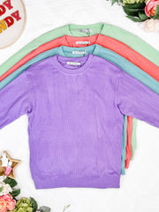 WAREHOUSE Corrine Ribbed Pullover Top - Coral