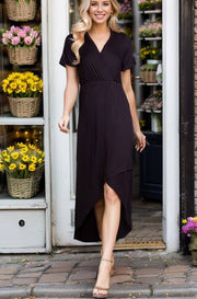 Hi Low Maxi Wrap Dress- Black