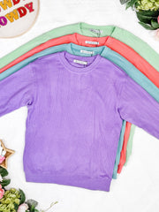WAREHOUSE Corrine Ribbed Pullover Top - Coral