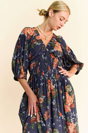 Midsummer Nights Maxi Dress- Navy Floral