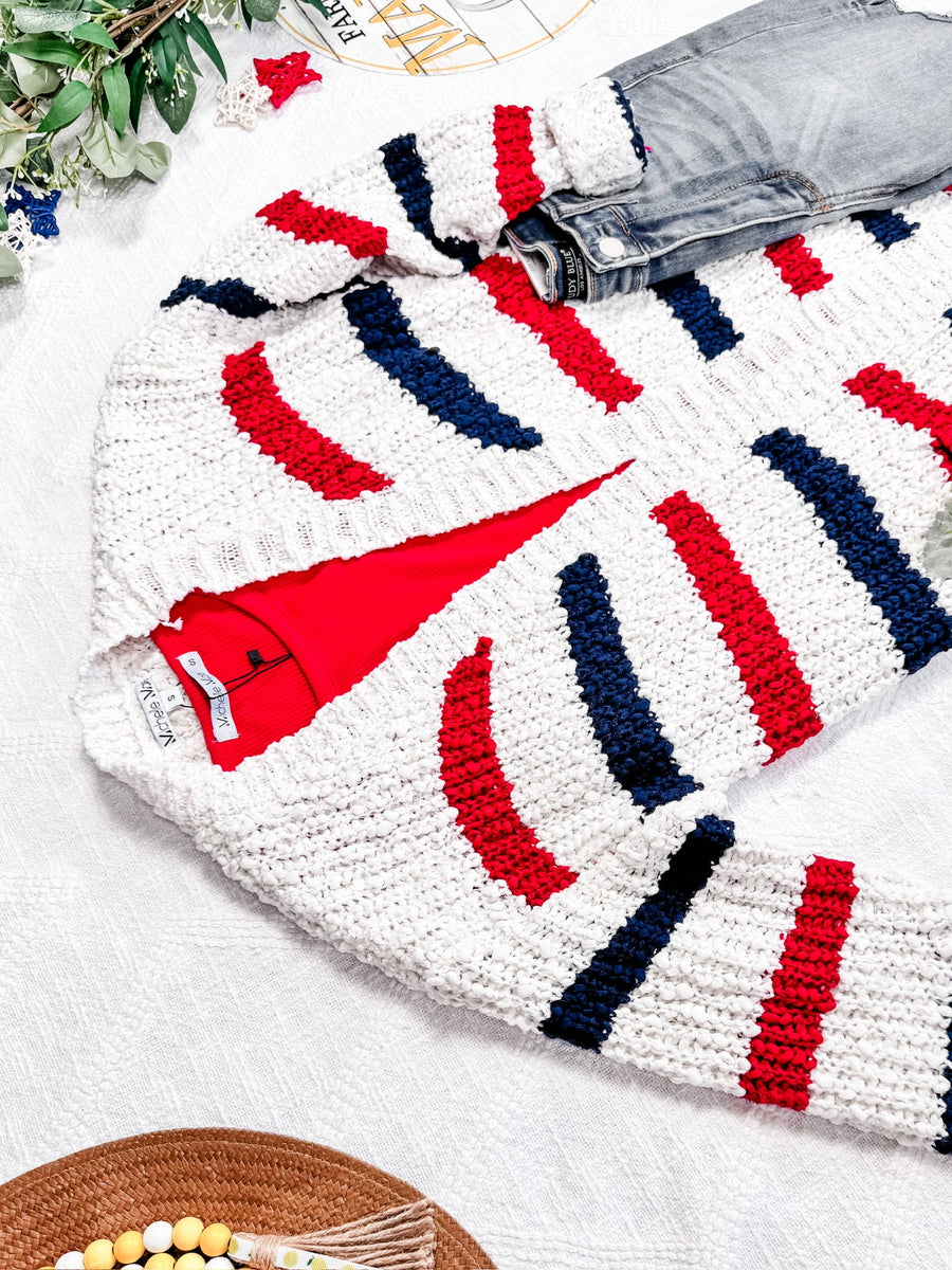 WAREHOUSE Stripe Cardigan - 4th of July