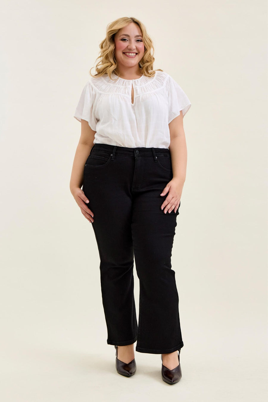 Petite Length Tummy Control Bootcut- Jet Black