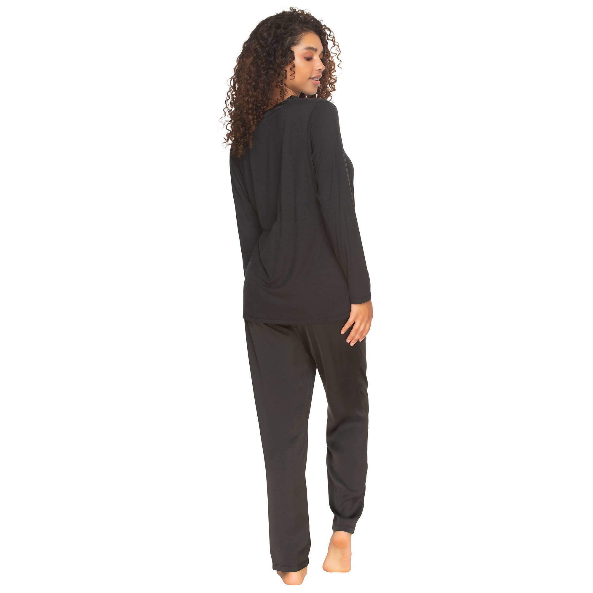 Elysees V Neck Knit Top- Black