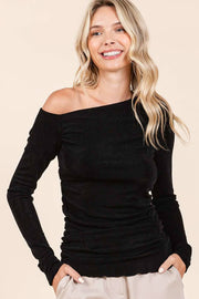 One Shoulder Long Sleeve Top