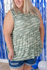 IN STOCK Renee Ruffle Tank Top - Camo