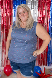 WAREHOUSE Ava Tank - Blue Liberty Stars