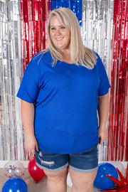 WAREHOUSE Chloe Cozy Tee - Royal Blue