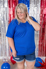 WAREHOUSE Chloe Cozy Tee - Royal Blue