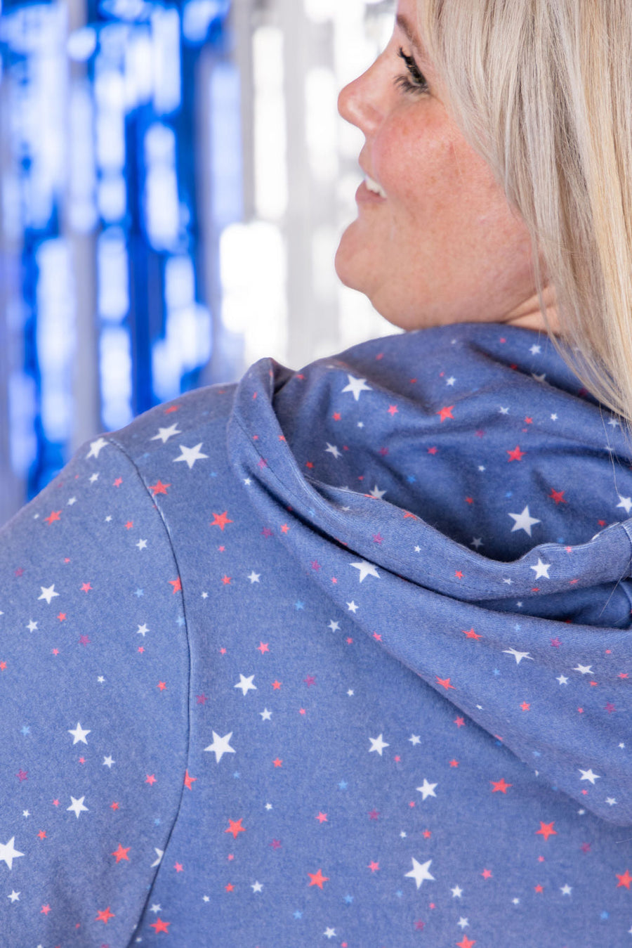 WAREHOUSE HalfZip Hoodie - Faded Navy Liberty Stars FINAL SALE