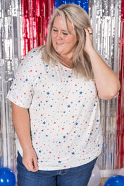 WAREHOUSE Chloe Cozy Tee - White Liberty Stars