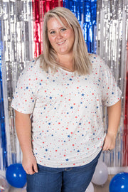 WAREHOUSE Chloe Cozy Tee - White Liberty Stars