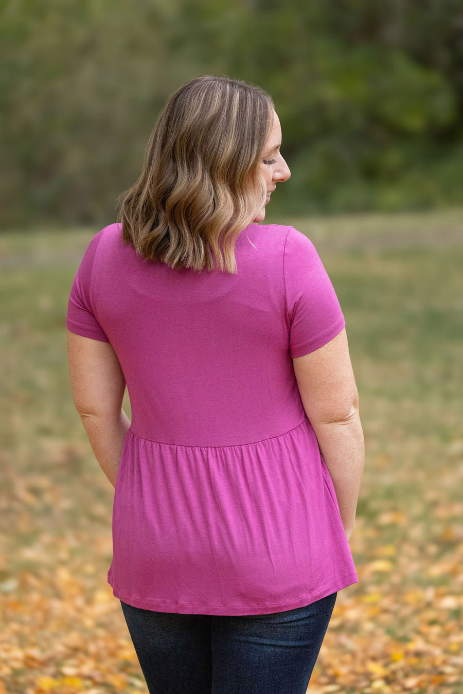 WAREHOUSE Sarah Ruffle Short Sleeve - Orchid