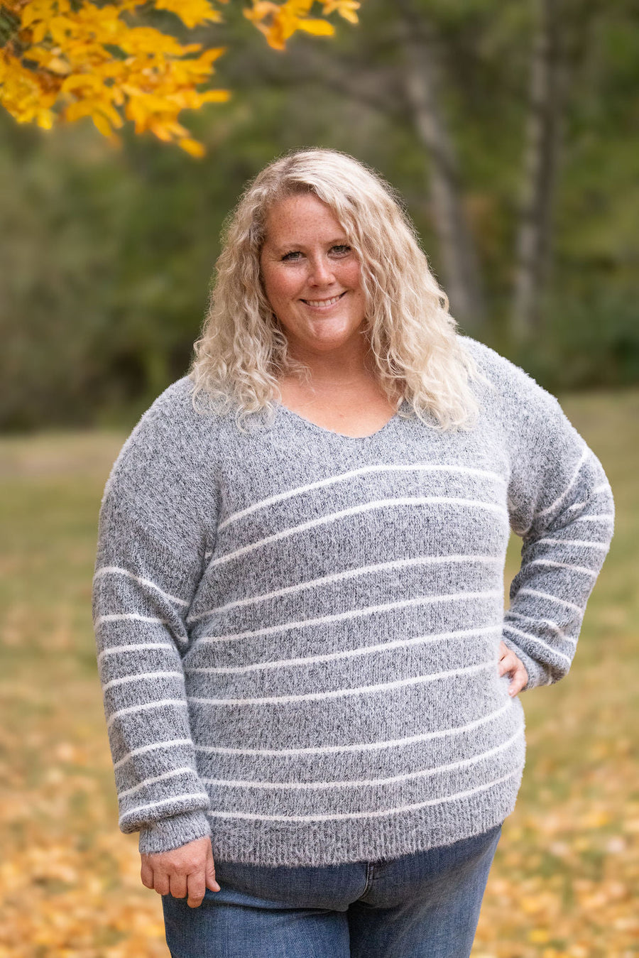 WAREHOUSE Cozy Striped Sweater - Black