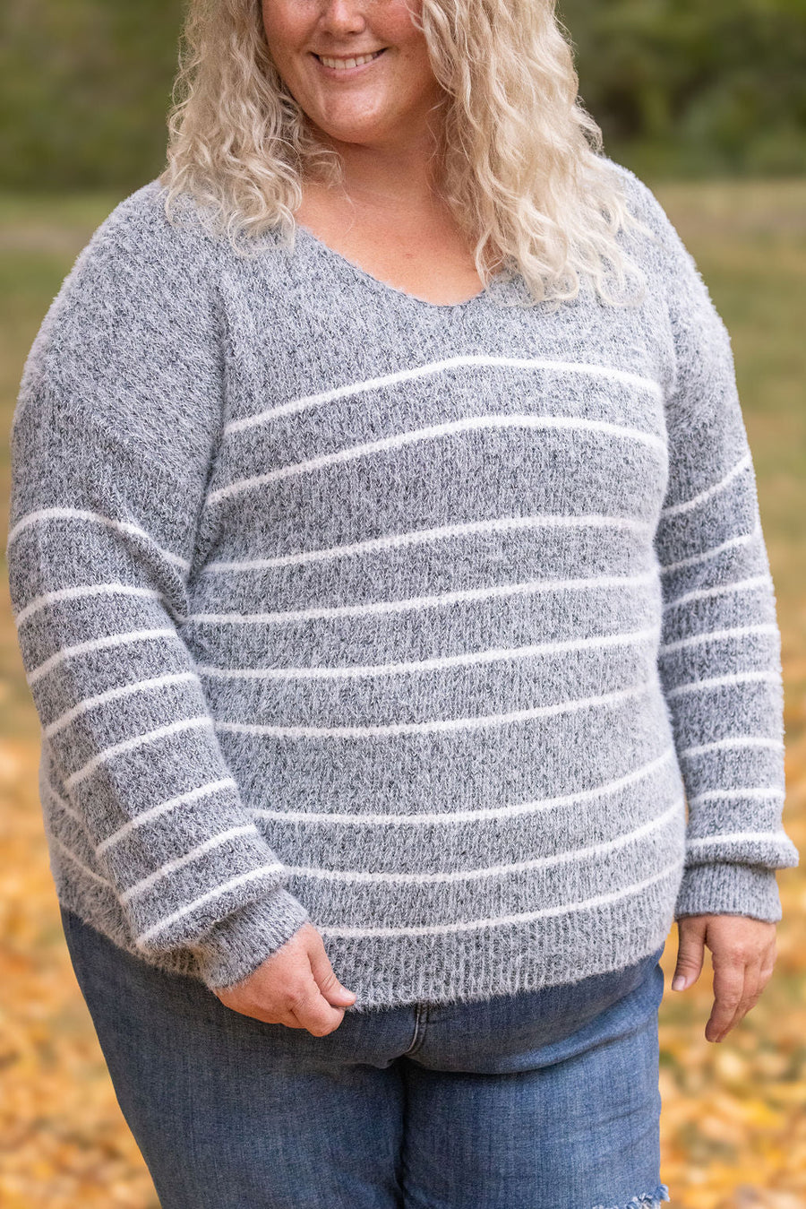 WAREHOUSE Cozy Striped Sweater - Black