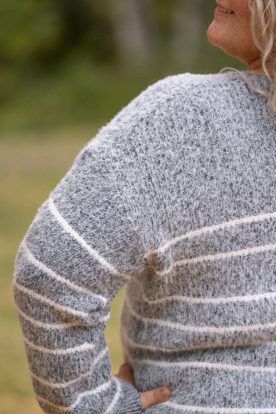 WAREHOUSE Cozy Striped Sweater - Black
