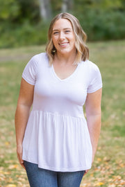 WAREHOUSE Sarah Ruffle Short Sleeve - White | Women's Top